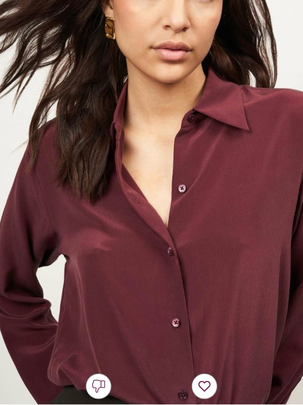NWT Equipment Essential Long Sleeve  100% Silk Button-Down
Shirt Burgundy L